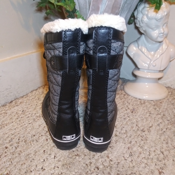 JBU Lorna Encore Black & Gray Herringbone Lace-Up Winter Boots - Picture 5 of 11